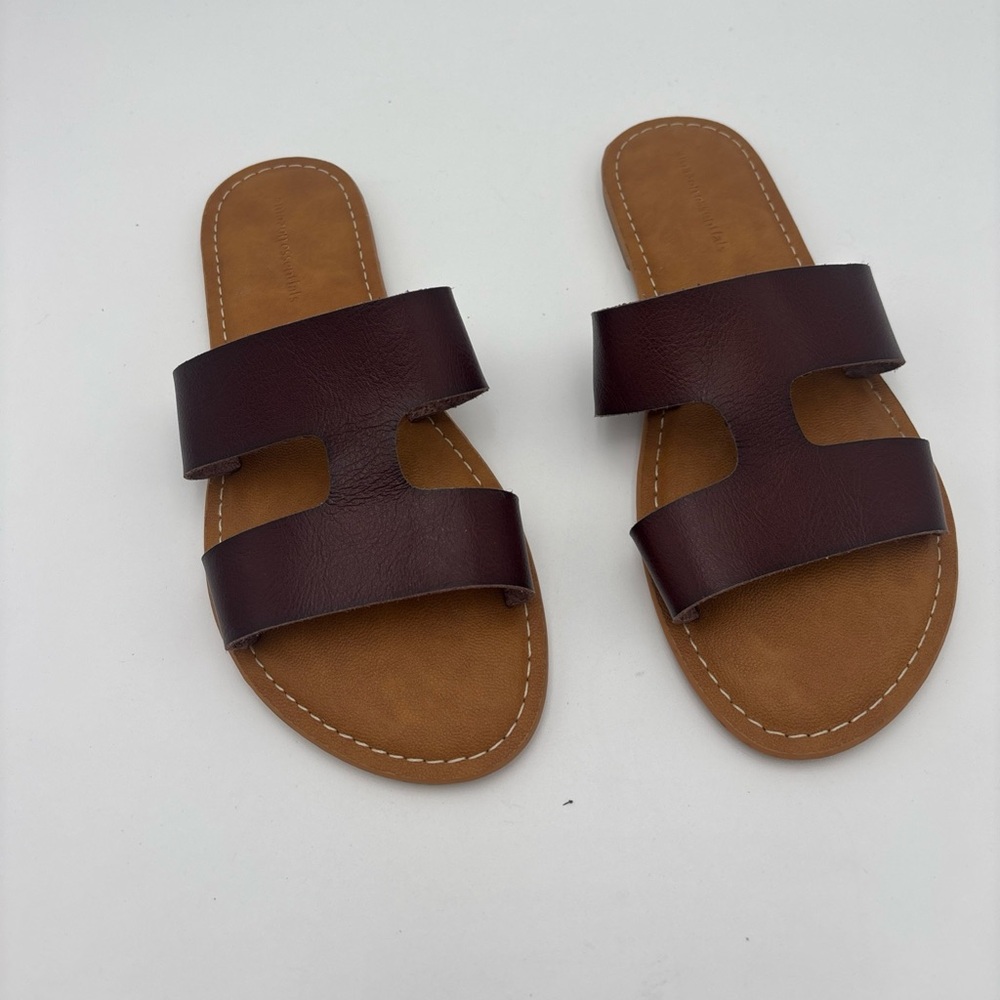 🍍3 For 25🍍Women’s Double Strap Slide Sandals in Dark Brown, No Tags